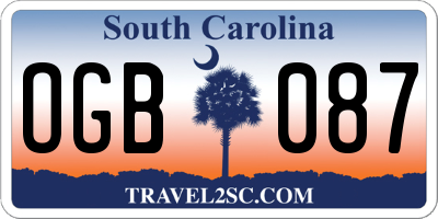 SC license plate OGB087