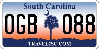SC license plate OGB088