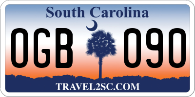 SC license plate OGB090