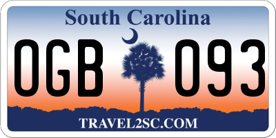 SC license plate OGB093