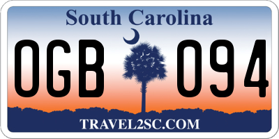 SC license plate OGB094