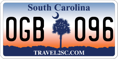 SC license plate OGB096