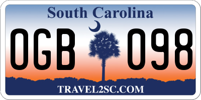 SC license plate OGB098