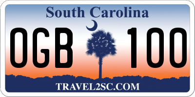SC license plate OGB100