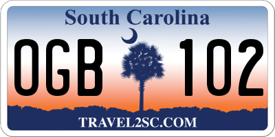 SC license plate OGB102