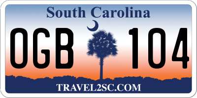 SC license plate OGB104
