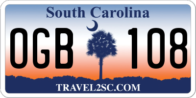 SC license plate OGB108