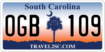 SC license plate OGB109