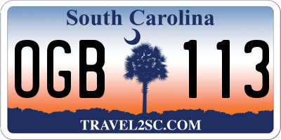 SC license plate OGB113