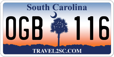 SC license plate OGB116