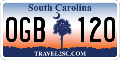 SC license plate OGB120