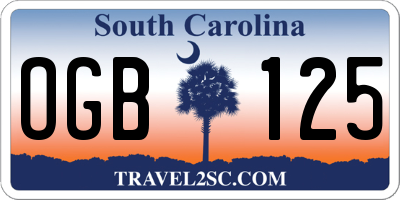 SC license plate OGB125
