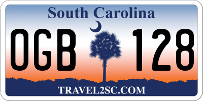 SC license plate OGB128