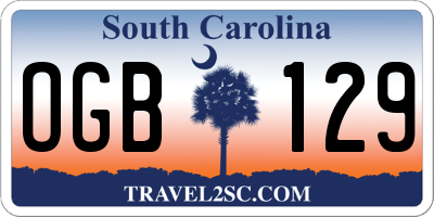 SC license plate OGB129