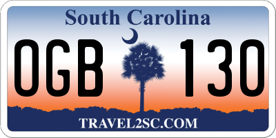 SC license plate OGB130