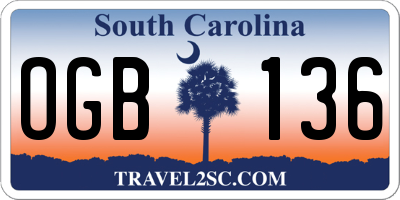 SC license plate OGB136