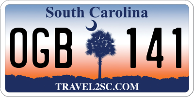 SC license plate OGB141