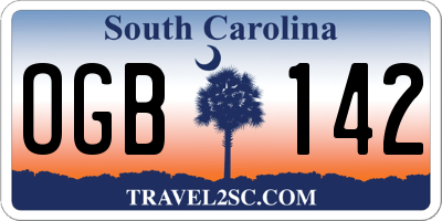 SC license plate OGB142