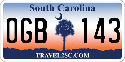 SC license plate OGB143