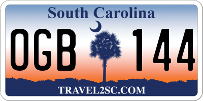 SC license plate OGB144