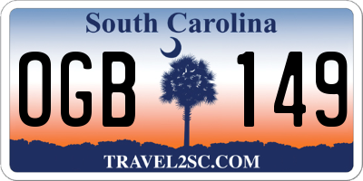 SC license plate OGB149