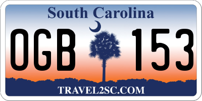 SC license plate OGB153