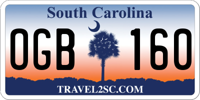 SC license plate OGB160