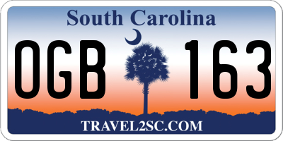 SC license plate OGB163