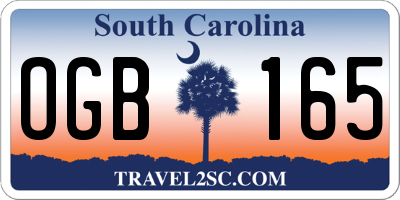 SC license plate OGB165