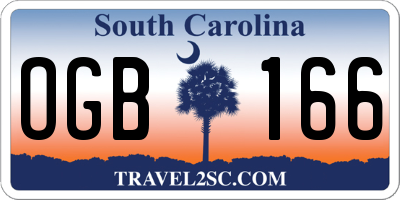SC license plate OGB166