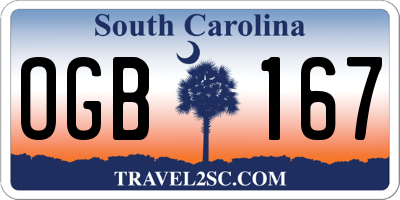 SC license plate OGB167