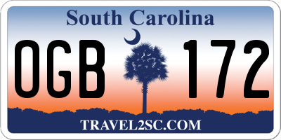 SC license plate OGB172