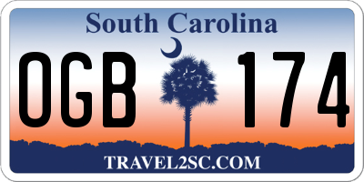 SC license plate OGB174