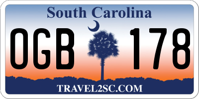 SC license plate OGB178