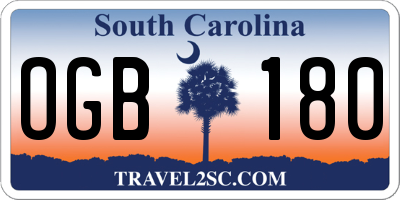 SC license plate OGB180