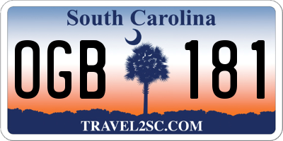 SC license plate OGB181
