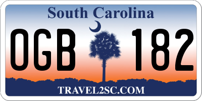 SC license plate OGB182