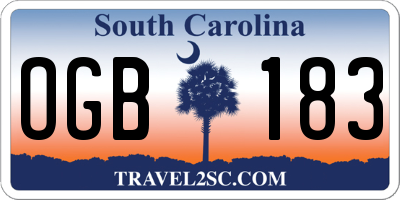 SC license plate OGB183