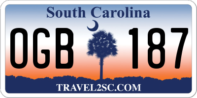 SC license plate OGB187