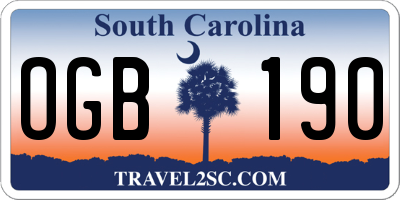 SC license plate OGB190