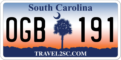 SC license plate OGB191