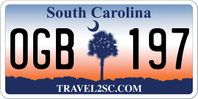 SC license plate OGB197
