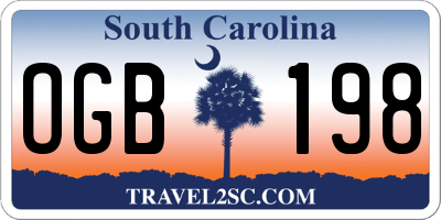 SC license plate OGB198