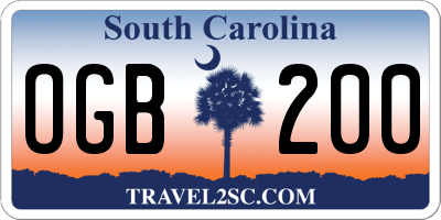 SC license plate OGB200