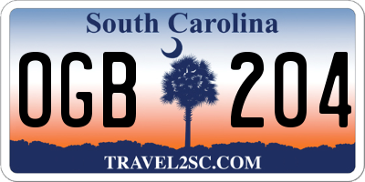 SC license plate OGB204