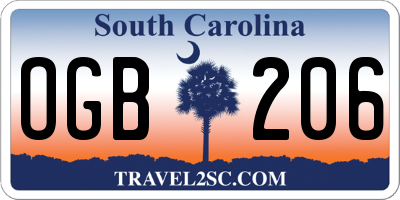 SC license plate OGB206
