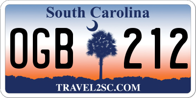 SC license plate OGB212