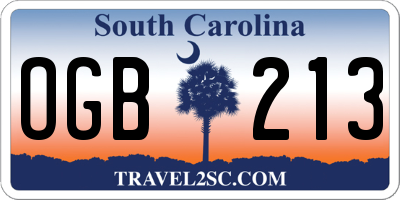 SC license plate OGB213