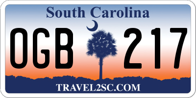 SC license plate OGB217