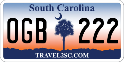 SC license plate OGB222